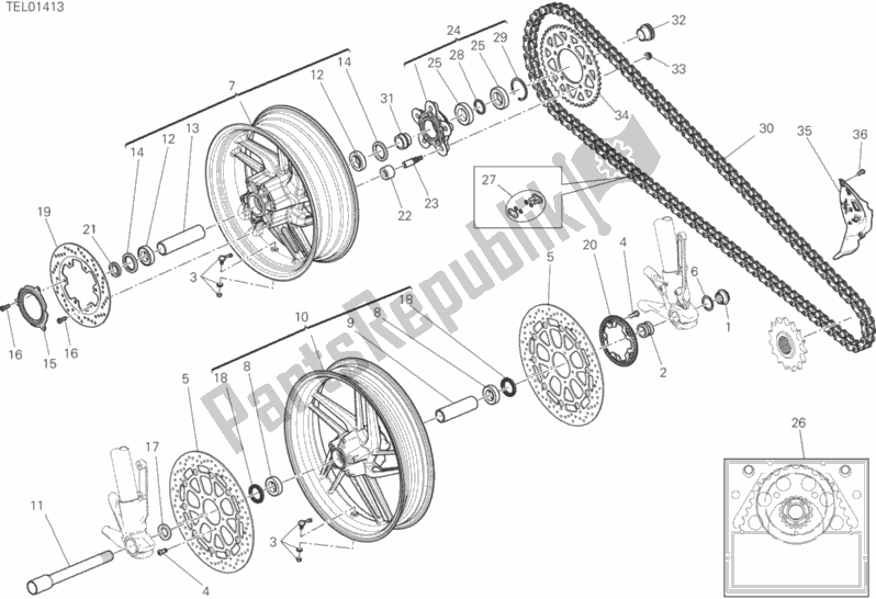 All parts for the Ruota Anteriore E Posteriore of the Ducati Monster 821 Thailand 2020